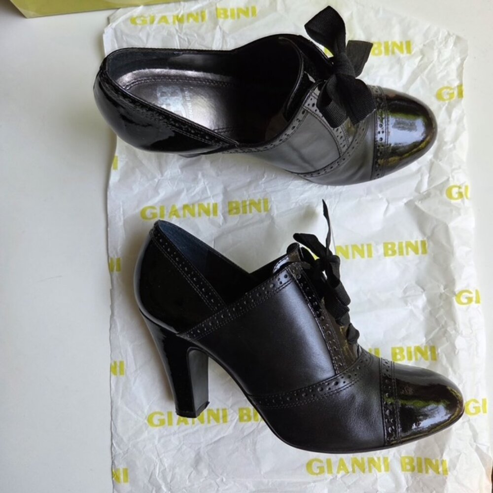 Women's steampunk style lace up heels - Blk Sz 8